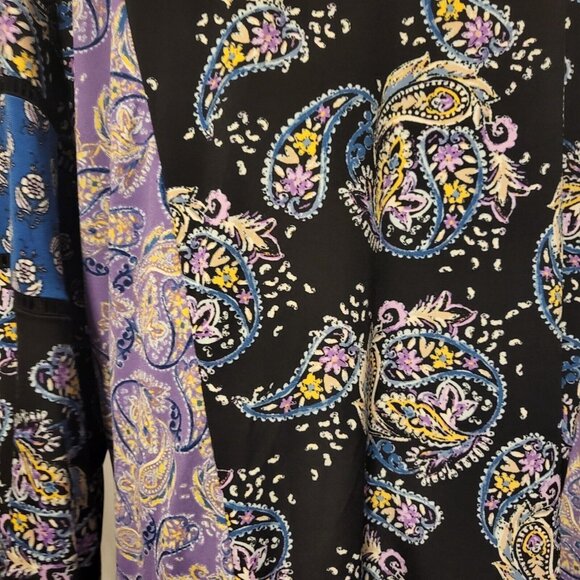 Style & Co. Women's Paisley Black, Blue & Lavender Size 3X Blouse w/ Tassels - Picture 6 of 9